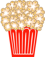 cute butter popcorn bucket movie snack food vector cartoon illustration
