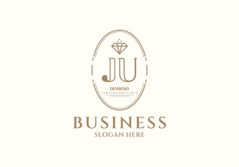 Initial Elegant JU Diamond Business Logo Brand for Jewelry Boutique