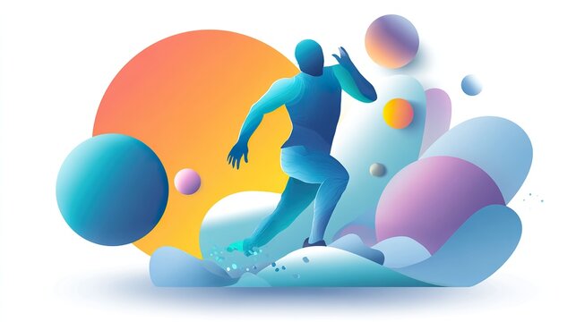 Abstract runner silhouette gradient background vector illustration
