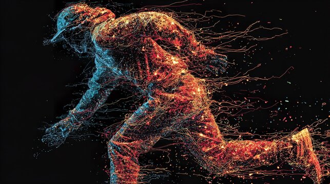 Abstract running figure digital art illustration