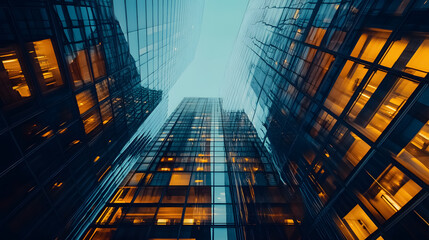 Perfectly designed modern office buildings shining under daylight.