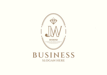 Initial Elegant JW Diamond Business Logo Brand for Jewelry Boutique