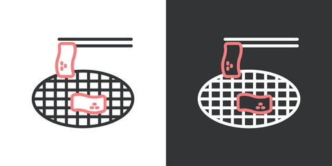 焼肉の2色ラインアイコン