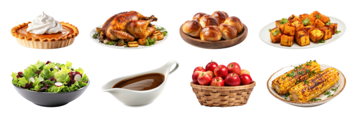 PNG Delicious festive feast assortment, element set on transparent background