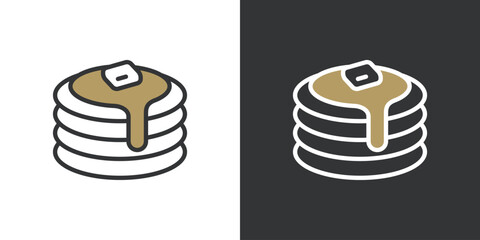 ホットケーキの2色ラインアイコン