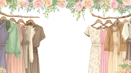 a beautiful, elegant, vintage rack with pastel colors