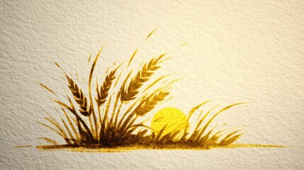 a golden wheat field with the sun