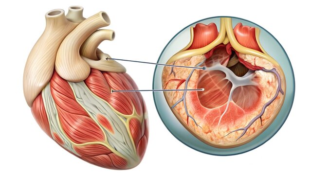constrictive pericarditis often show thickening of the pericardium, which may or may not include calcification, and noticeable flattening of cardiac cavities.