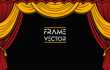 Greeting card frame vector, Curtain frame template red color vector graphic, Theater Curtains Frame, poster, glass frame, ceramic border, tiles border, marble tiles vector, Islamic card corner.