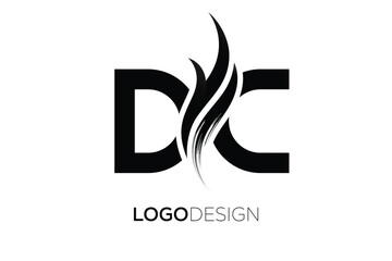 DC Creative Monogram Logo Design – Modern Abstract Letter Mark with Artistic Brush Stroke