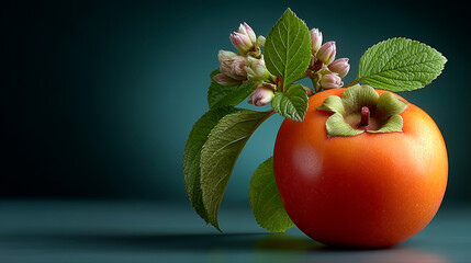 Closeup of persimmon isolated on a black background
