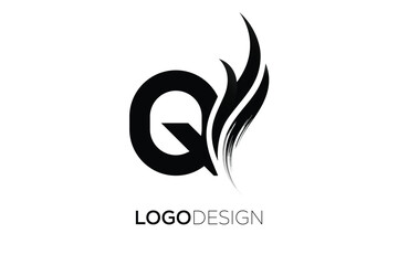 Q Creative Monogram Logo Design – Modern Abstract Letter Mark with Artistic Brush Stroke