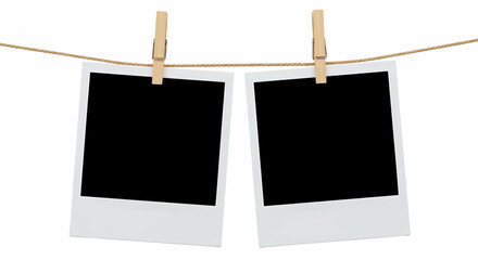 Retro photography polaroid photo frame illustration, a hanging photos blank template for a nostalgic memory collage