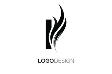 I Creative Monogram Logo Design – Modern Abstract Letter Mark with Artistic Brush Stroke