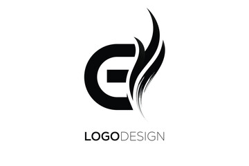 Obraz premium G Creative Monogram Logo Design – Modern Abstract Letter Mark with Artistic Brush Stroke