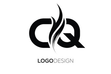 Obraz premium CQ Creative Monogram Logo Design – Modern Abstract Letter Mark with Artistic Brush Stroke