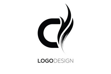 Obraz premium C Creative Monogram Logo Design – Modern Abstract Letter Mark with Artistic Brush Stroke
