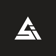 Letter SI unique logo design, triangle shape.