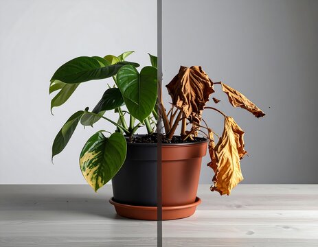 Healthy vs. dying plant