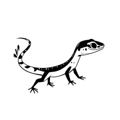 Fototapeta premium Gecko. Gecko simple black and white line art vector logo