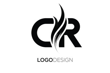 CR Creative Monogram Logo Design – Modern Abstract Letter Mark with Artistic Brush Stroke
