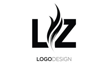 LZ Creative Monogram Logo Design – Modern Abstract Letter Mark with Artistic Brush Stroke