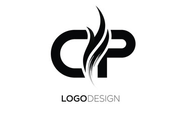 CP Creative Monogram Logo Design – Modern Abstract Letter Mark with Artistic Brush Stroke