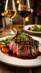 Grilled steak dinner with vegetables