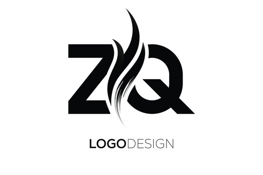 ZQ Creative Monogram Logo Design &ndash; Modern Abstract Letter Mark with Artistic Brush Stroke