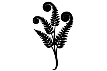 Fiddlehead Fern Silhouette Vector Illustration