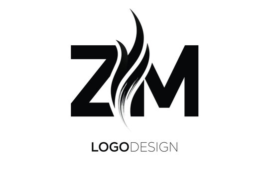 ZM Creative Monogram Logo Design &ndash; Modern Abstract Letter Mark with Artistic Brush Stroke