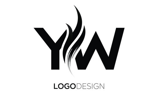YW Creative Monogram Logo Design &ndash; Modern Abstract Letter Mark with Artistic Brush Stroke