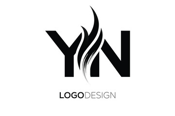 YN Creative Monogram Logo Design – Modern Abstract Letter Mark with Artistic Brush Stroke