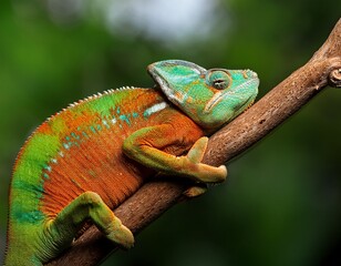 Obraz premium madagascar chameleon sleeping on a branch