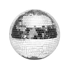  Silver disco mirror ball isolated on transparent White background png