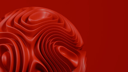 Red abstract 3d render shape design background with empty copy space in 4k