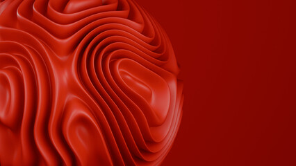 Red abstract 3d render shape design background with empty copy space in 4k