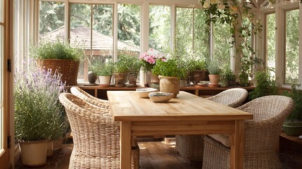 wooden table and chairswithy beautiful flowers,and the outside most beautiful view andthebeautiful luxury floor