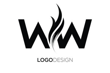 WW Creative Monogram Logo Design – Modern Abstract Letter Mark with Artistic Brush Stroke