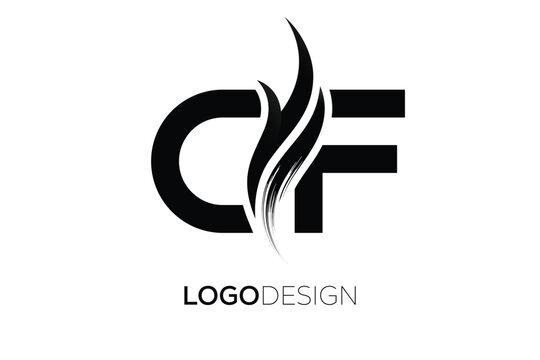 CF Creative Monogram Logo Design &ndash; Modern Abstract Letter Mark with Artistic Brush Stroke