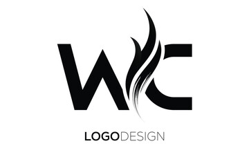 WC Creative Monogram Logo Design – Modern Abstract Letter Mark with Artistic Brush Stroke