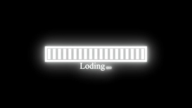 Seamless Loop Animation of Glowing Neon Loading Progress Bar, Red Glowing Loading Bar with Typo