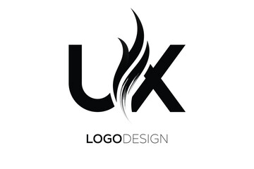 UX Creative Monogram Logo Design – Modern Abstract Letter Mark with Artistic Brush Stroke