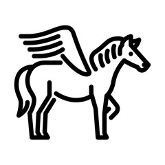 Pegasus outline icon. mythical creature black line illustration.