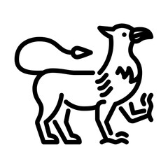 Griffin outline icon. mythical creature black line illustration.