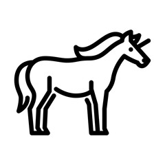 Unicorn outline icon. mythical creature black line illustration.