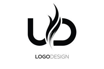 UD Creative Monogram Logo Design – Modern Abstract Letter Mark with Artistic Brush Stroke
