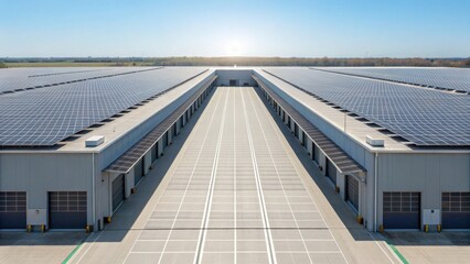 Solar Panels on Warehouse Roof with Clean Logistics Space