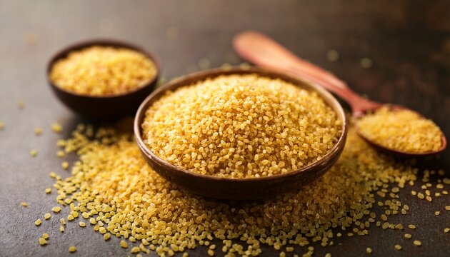 raw cereal food know as bulgur dalia or daliya
