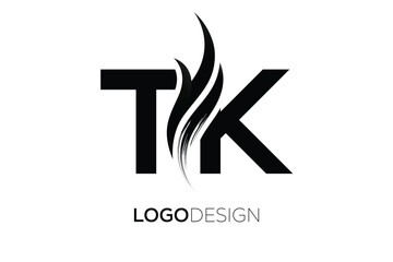 TK Creative Monogram Logo Design – Modern Abstract Letter Mark with Artistic Brush Stroke